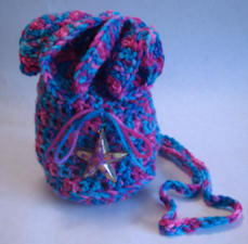 Little Starfish Handmade Crocheted Drawstring Bag
